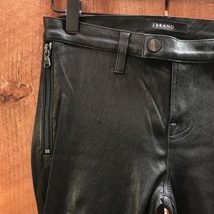 J Brand Moto Black Leather Pants, Skinny, Mid-Rise